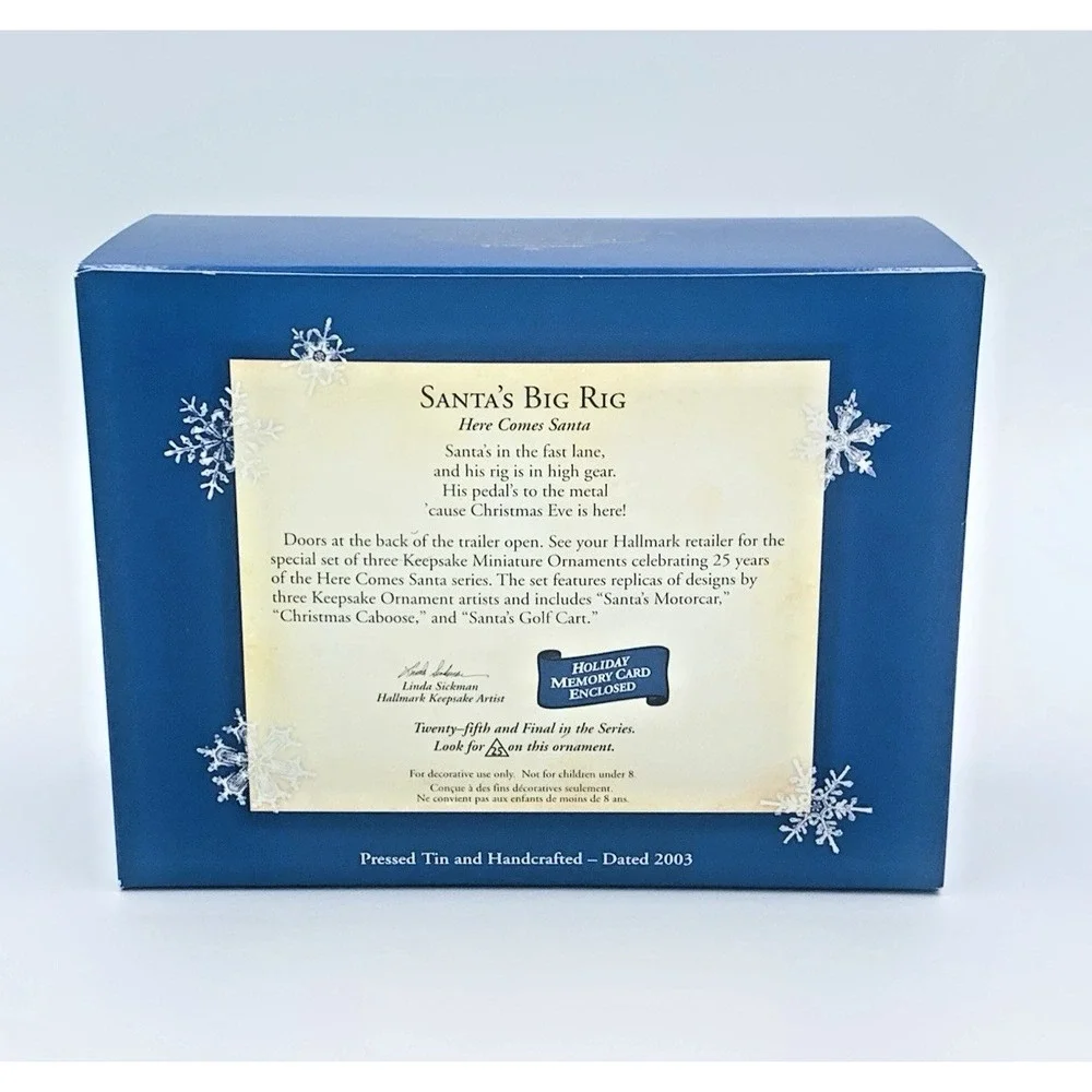 2003 (25th) Santa's Big Rig Here Comes Santa Ornament‎ Hallmark Keepsake New